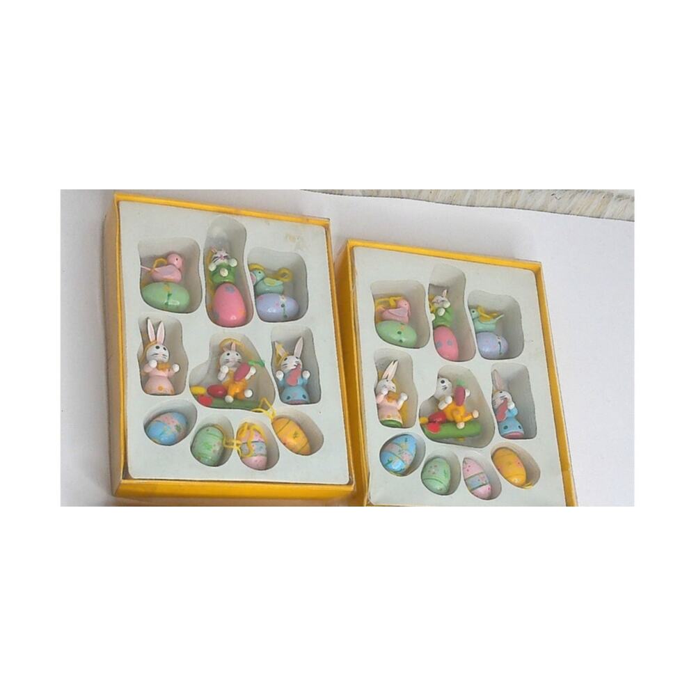 Vintage Wooden Easter Ornaments Set of 10 - Picture 4 of 6